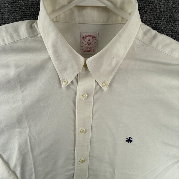 Brooks Brothers Oxford OCBD Cotton Non-Iron XL Button-Down White Shirt Solid Men - Picture 2 of 16